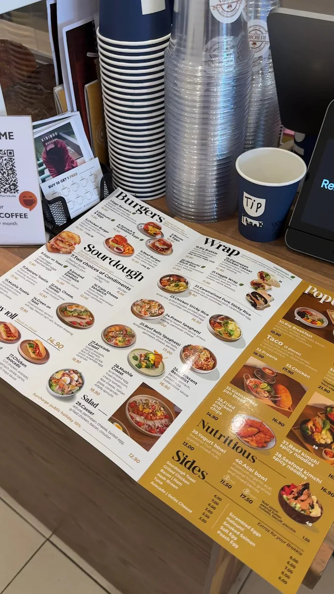 Menu, Reborn Cafe Marrickville