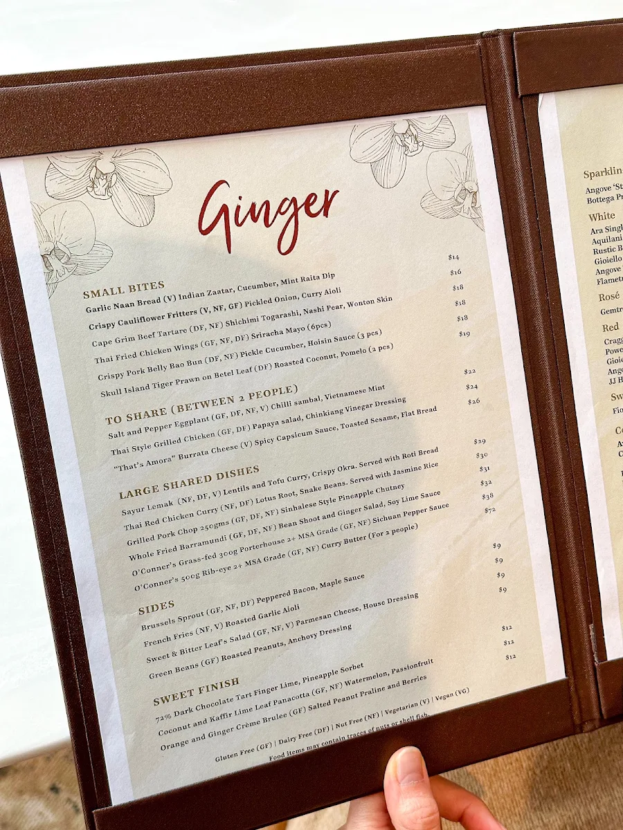 Menu, Ginger