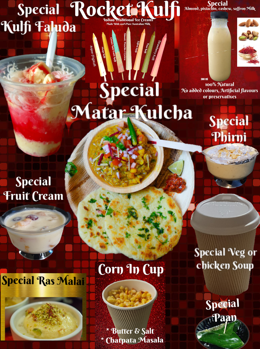 Menu, Rocket Kulfi Harris Park
