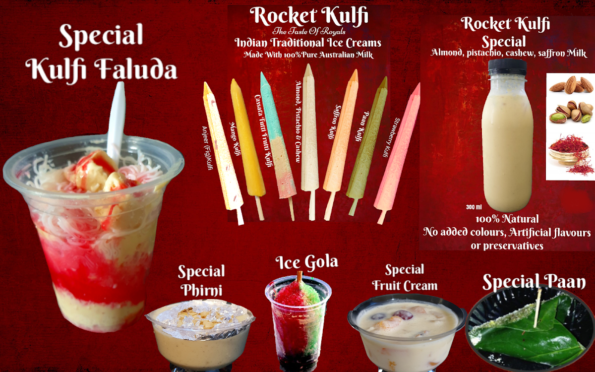 Menu, Rocket Kulfi Harris Park