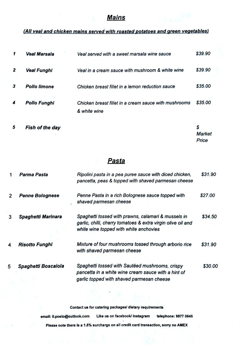 Menu, Da Toto