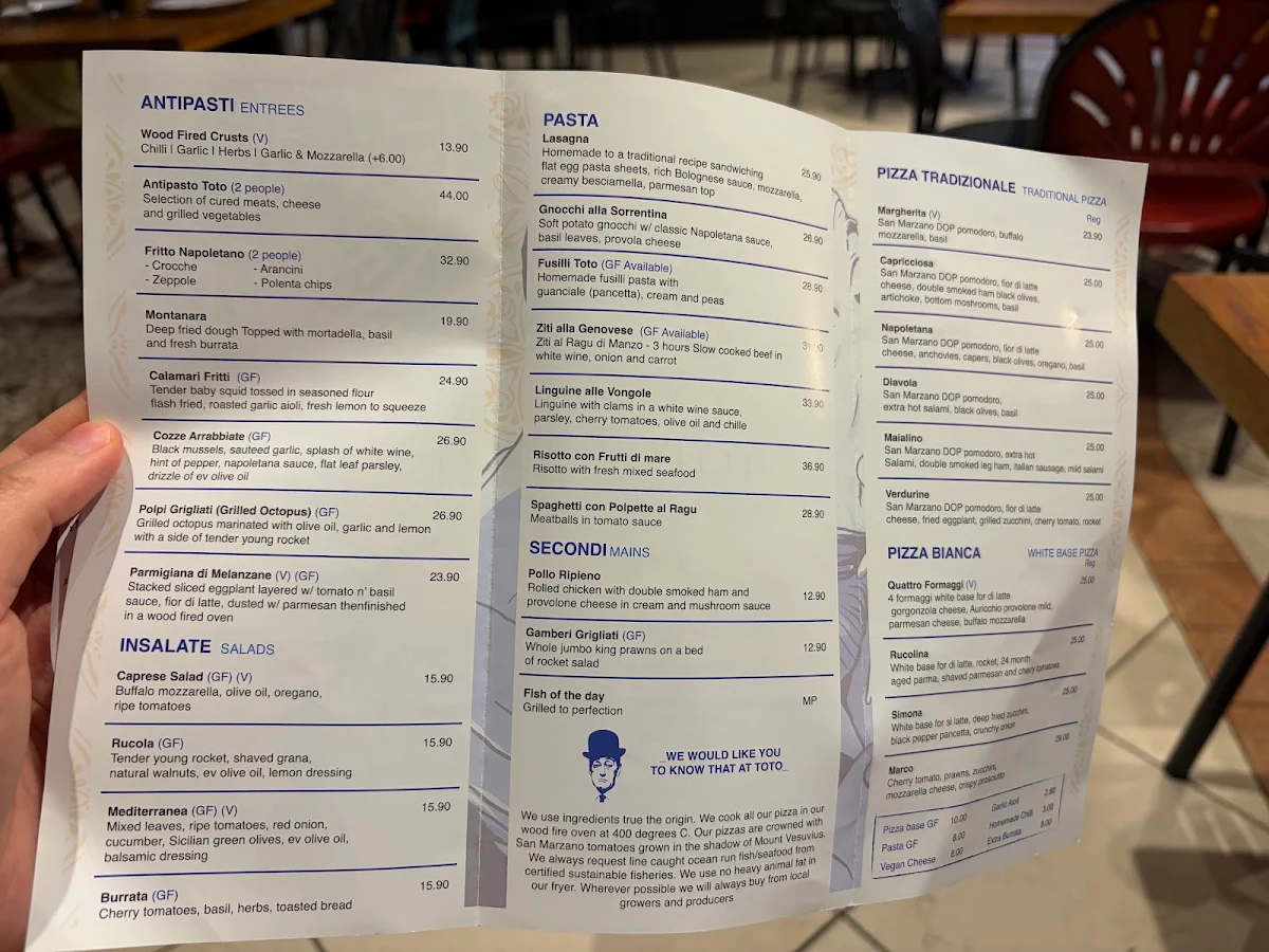 Menu, Da Toto