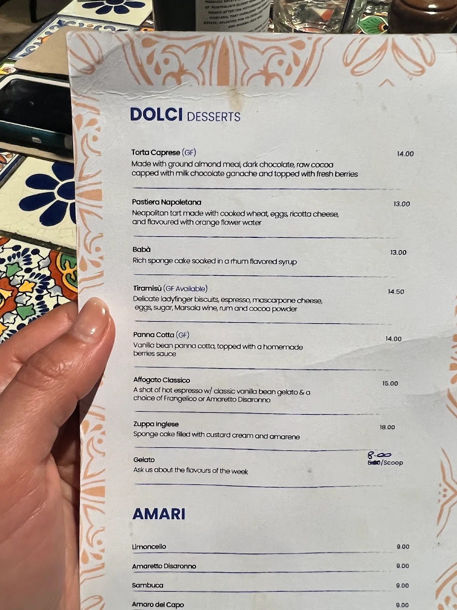 Menu, Da Toto