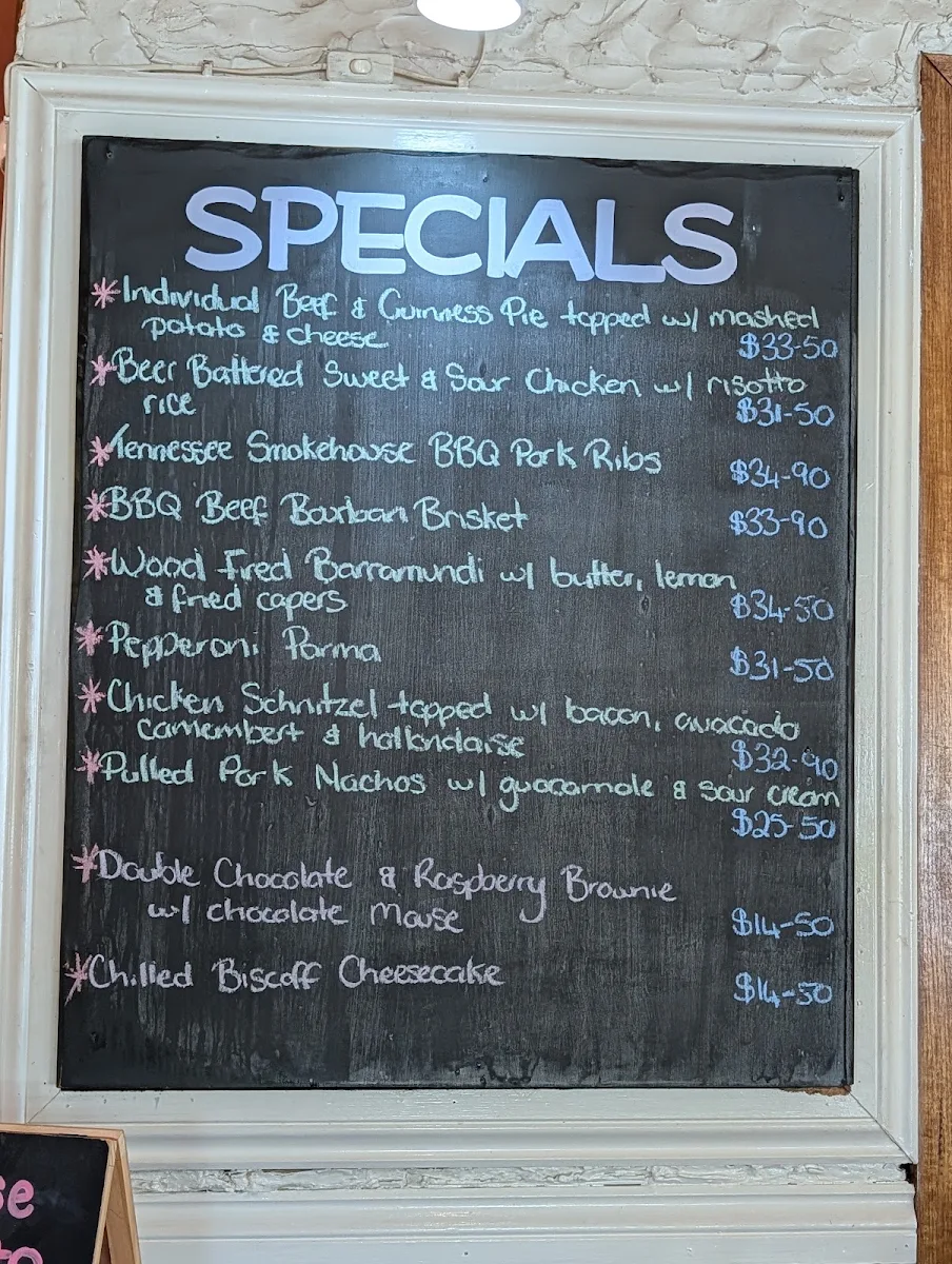 Menu, The Watering Hole Tavern