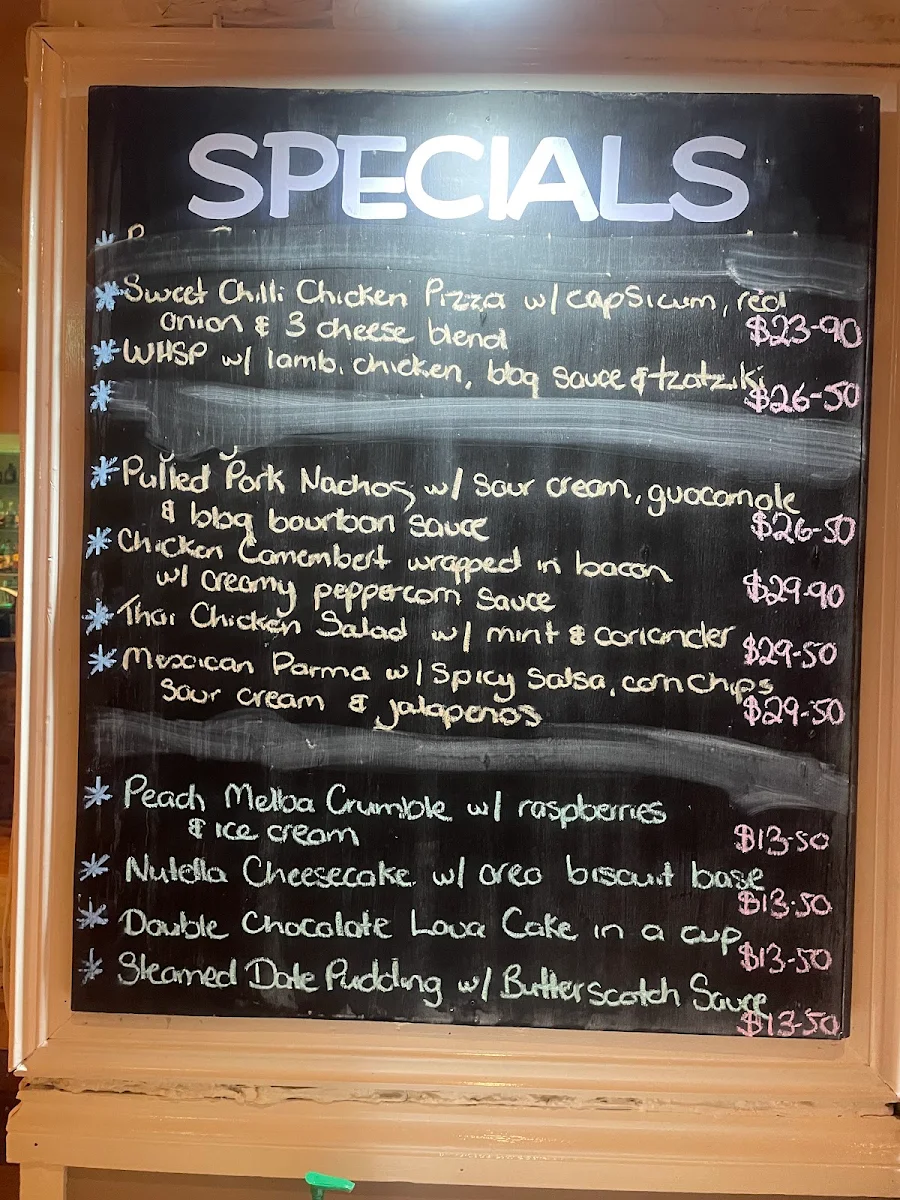 Menu, The Watering Hole Tavern