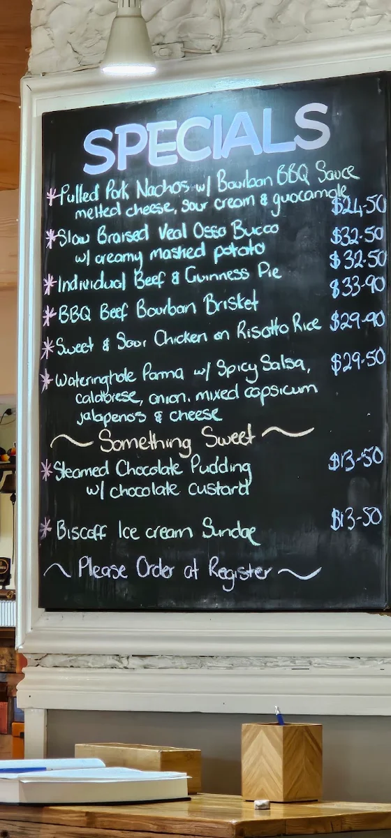 Menu, The Watering Hole Tavern