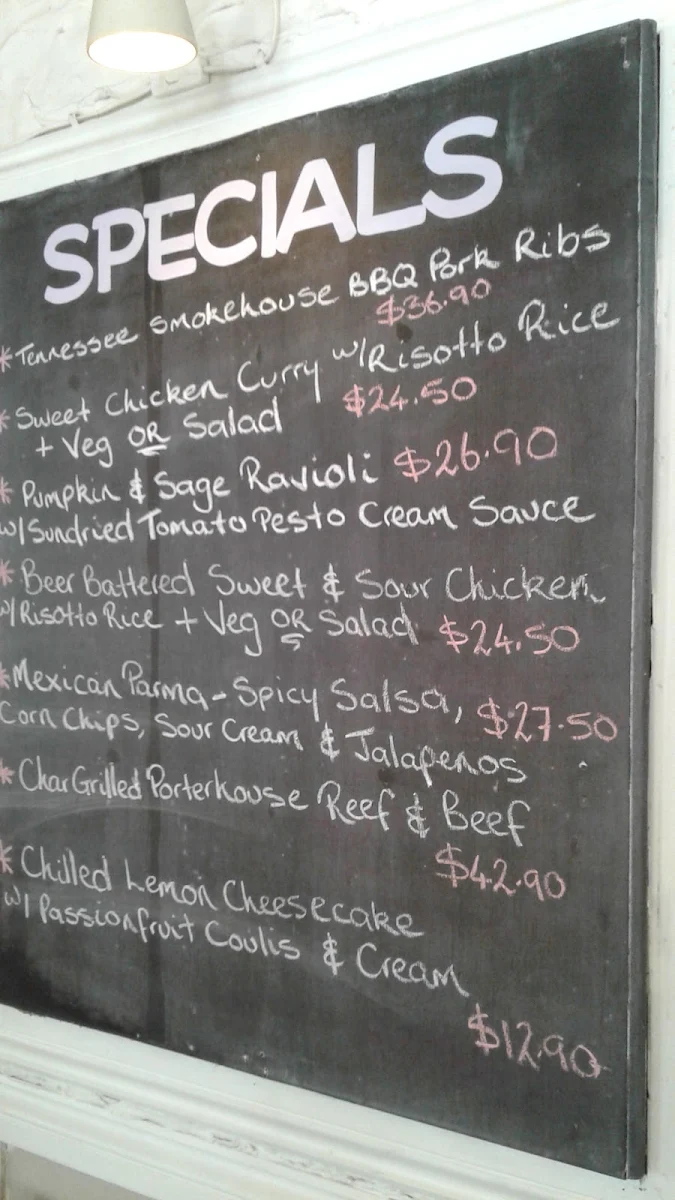 Menu, The Watering Hole Tavern