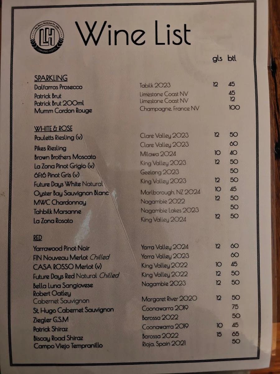 Menu, The Lomond Hotel