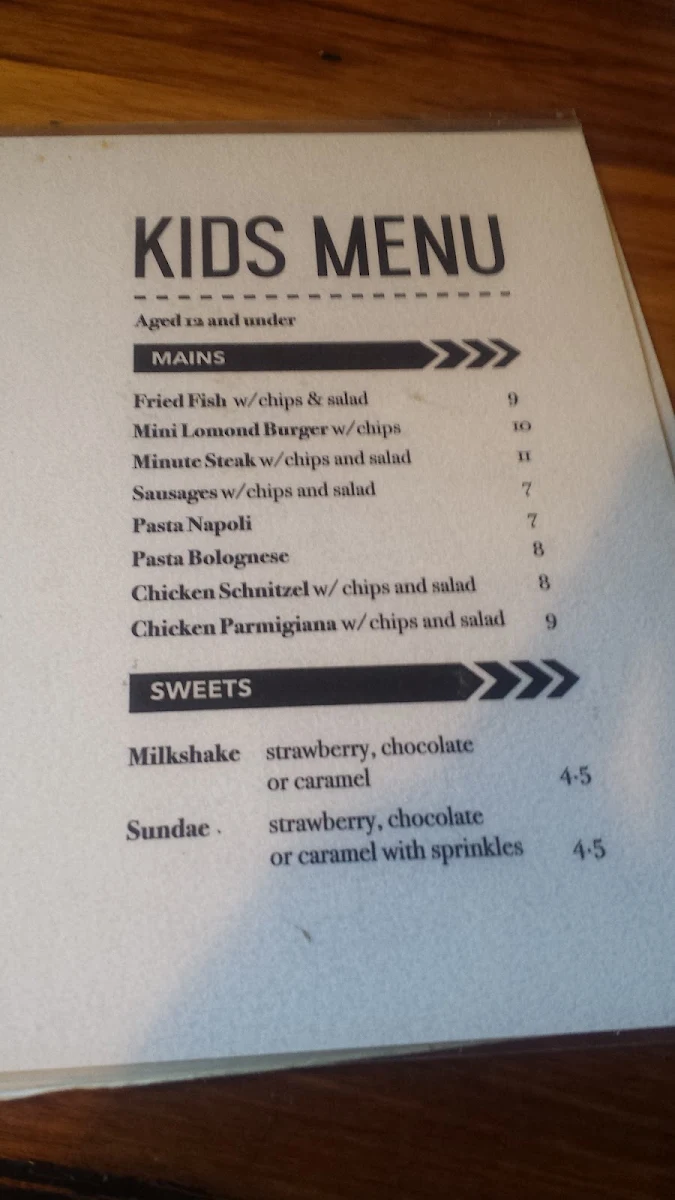 Menu, The Lomond Hotel