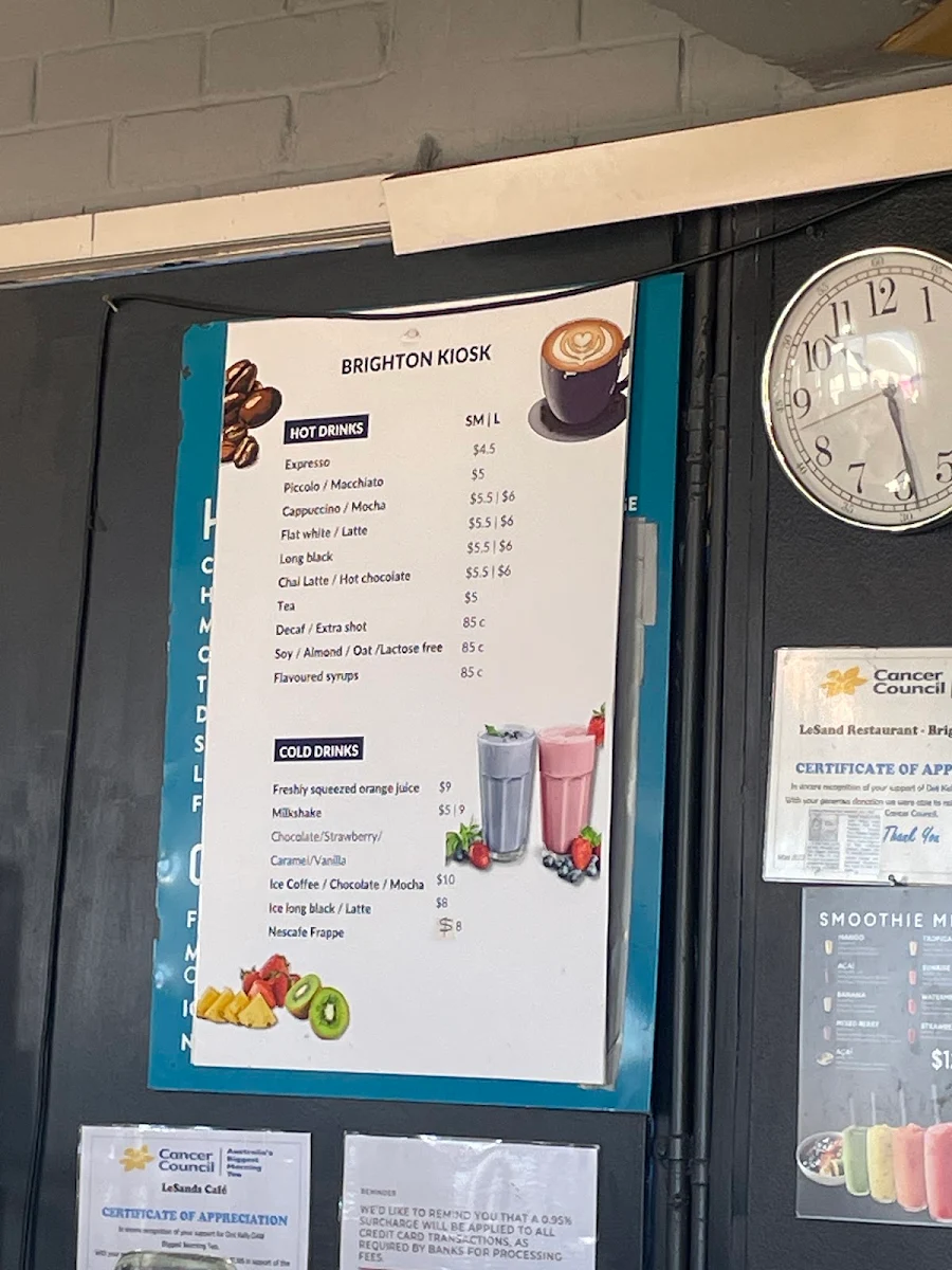 Menu, Brighton Kiosk