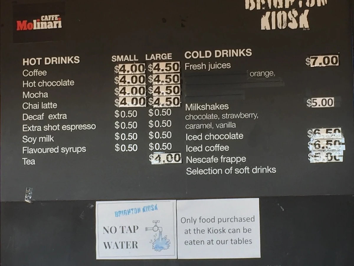 Menu, Brighton Kiosk
