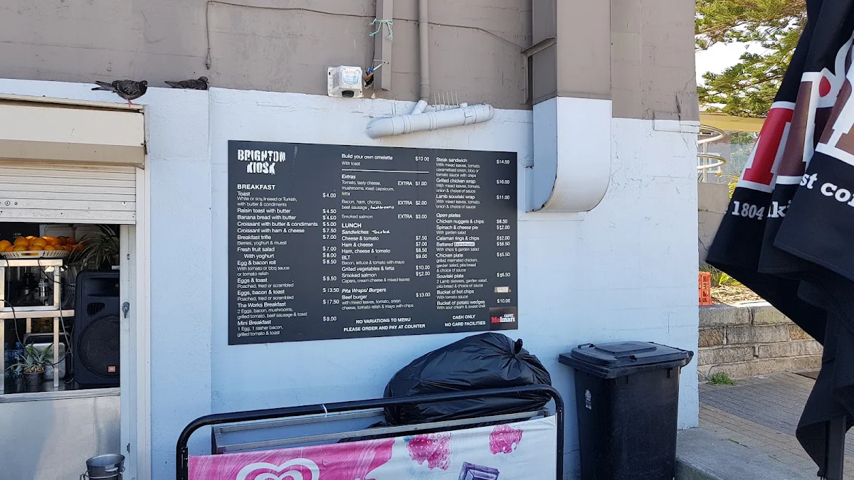 Menu, Brighton Kiosk