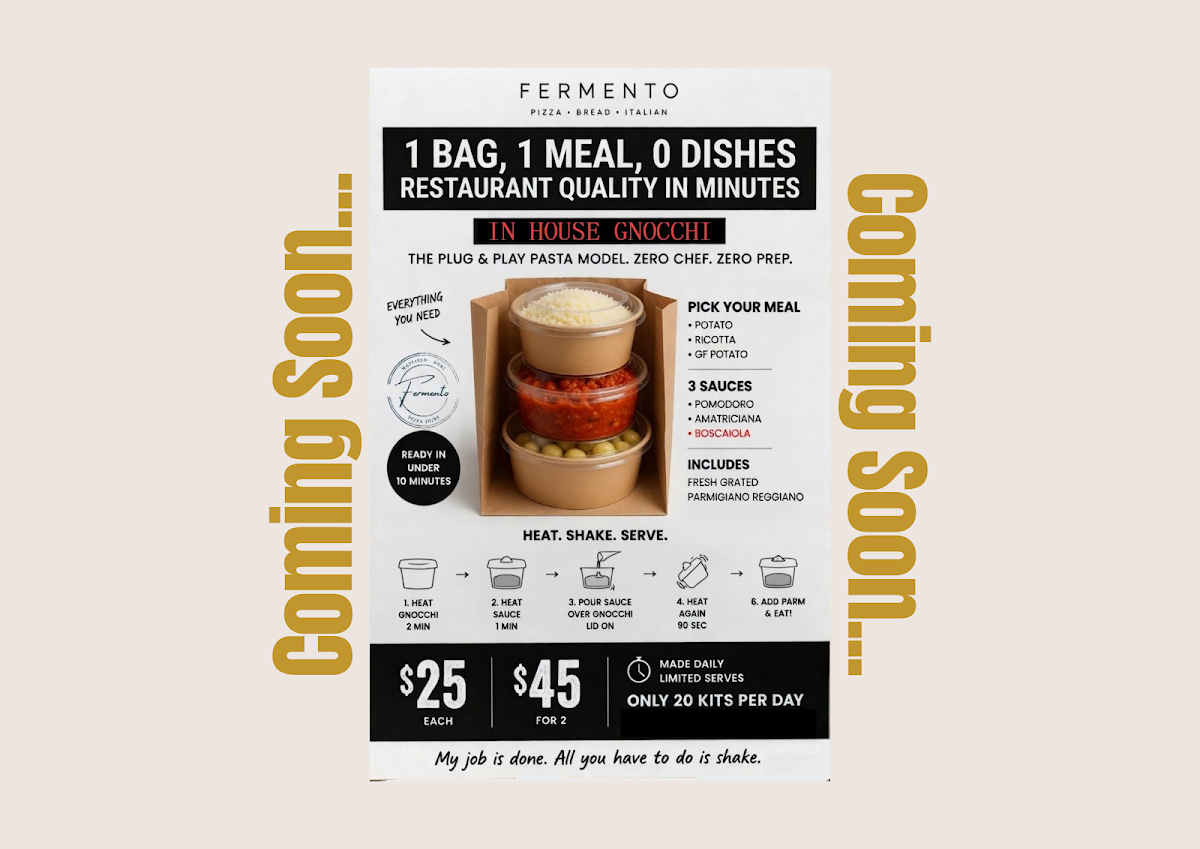 Menu, Fermento Pizza Joint