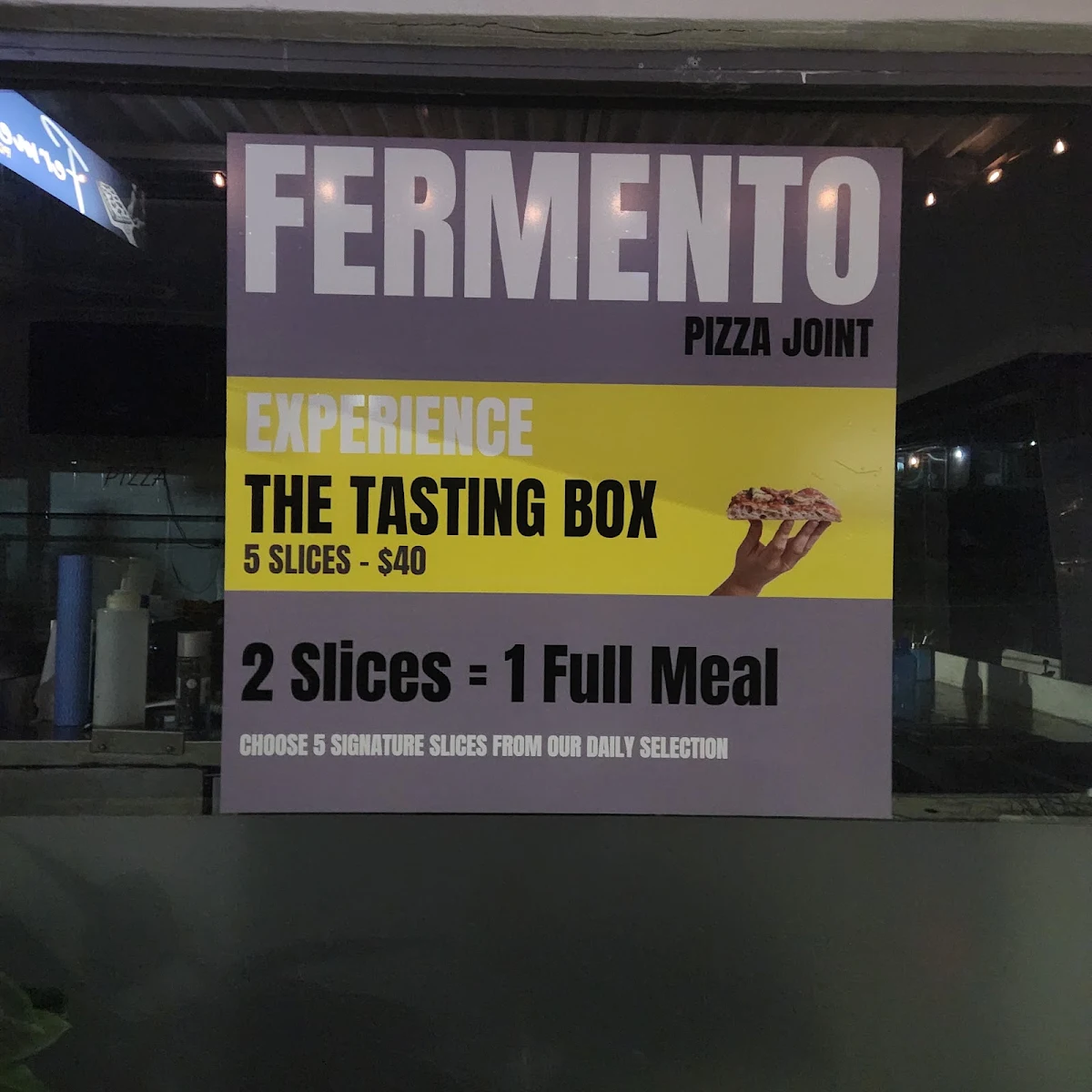 Menu, Fermento Pizza Joint