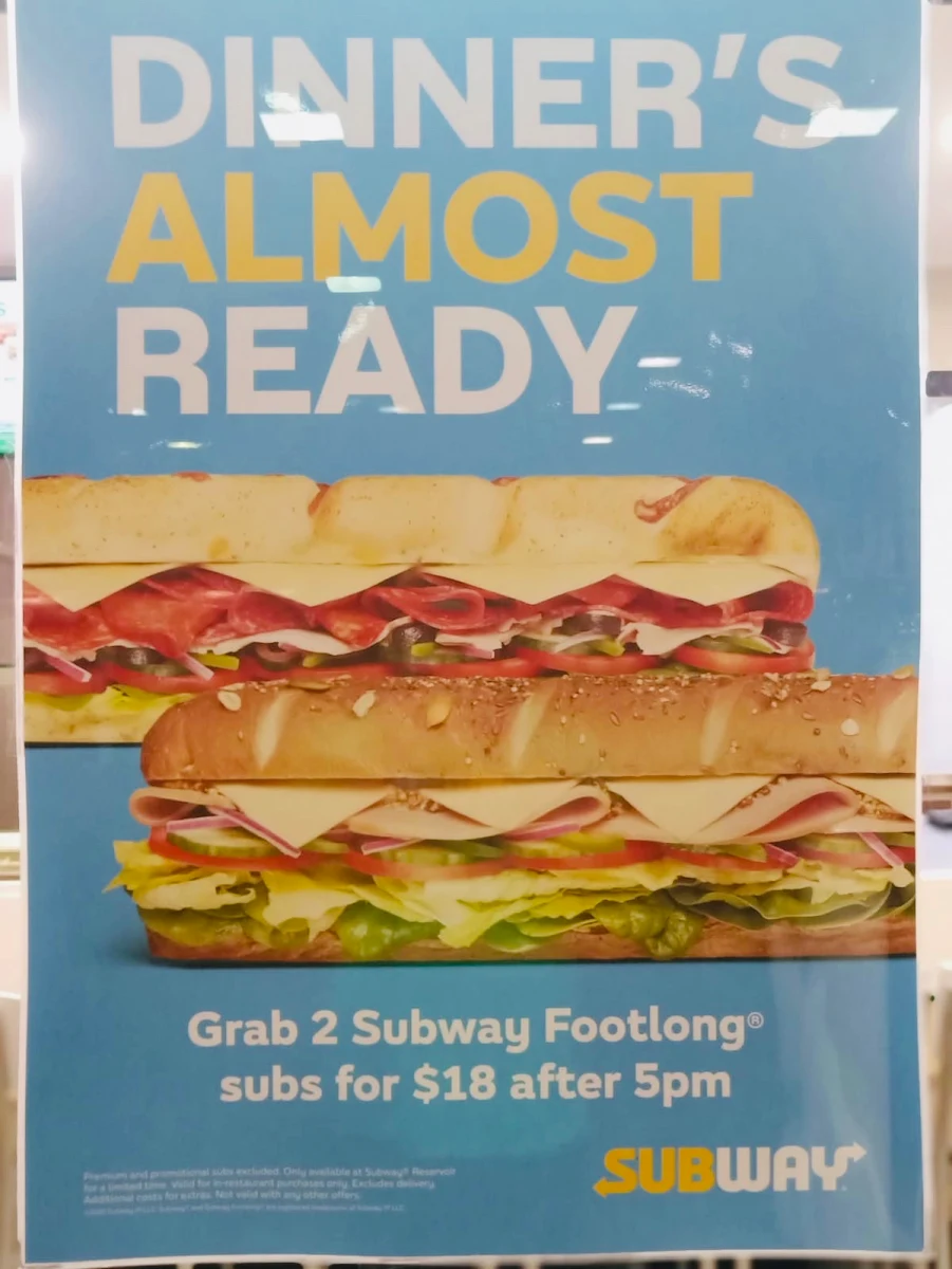 Menu, Subway
