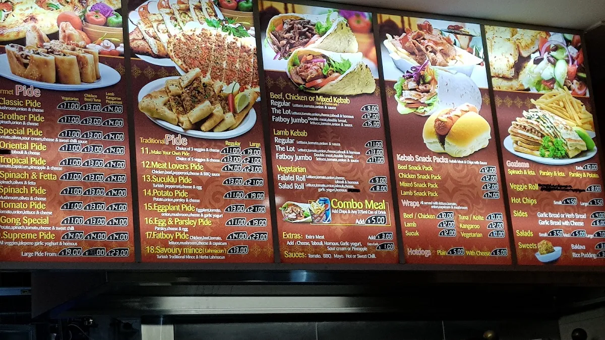 Menu, Fat Boy Grill & Pide