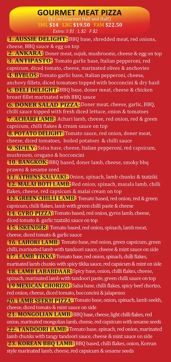 Menu, Snappys Pizza and Kebab