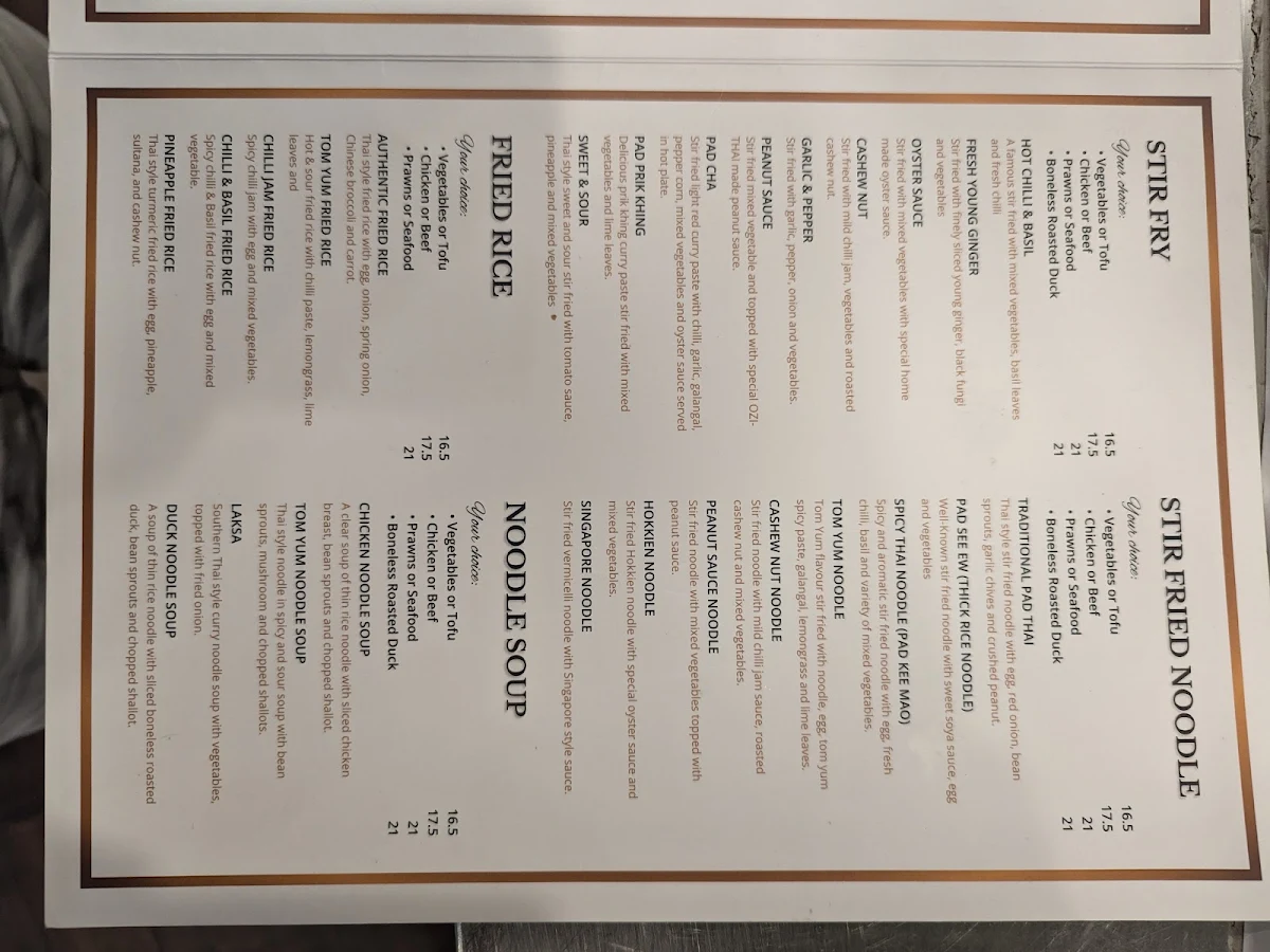 Menu, Crown Hotel Revesby