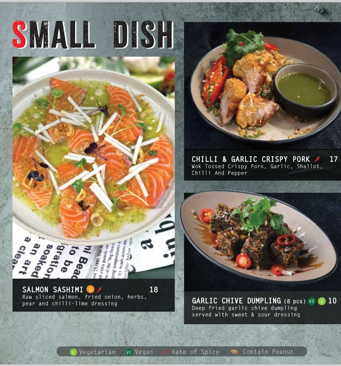 Menu, Kinn Thai Watergardens
