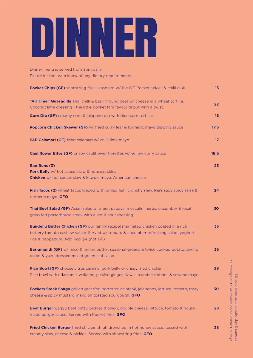 Menu, The Pocket Espresso Bar.