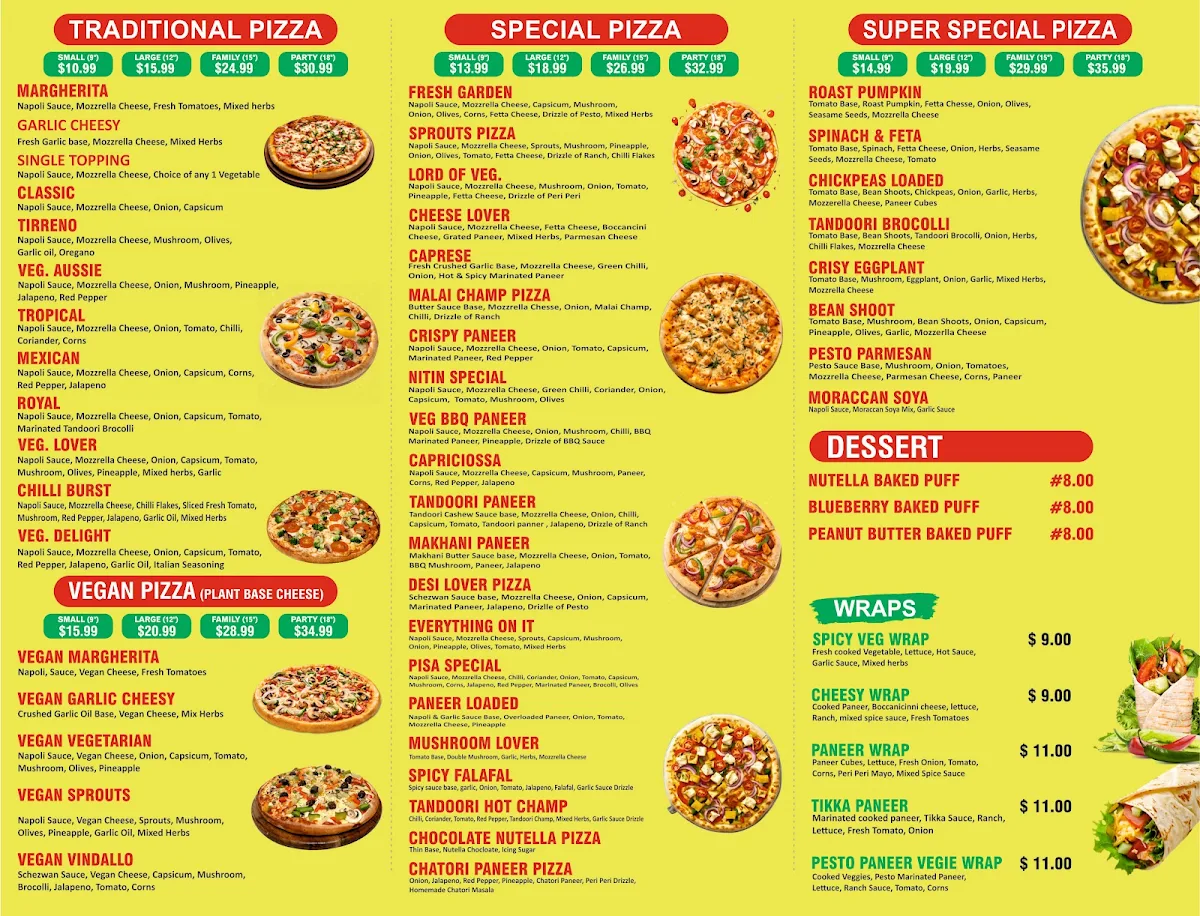 Menu, THE PISA PIZZA