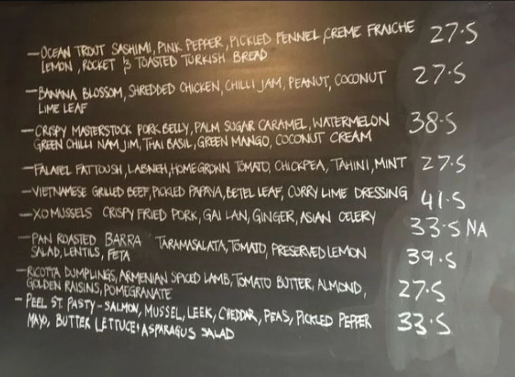 Menu, Peel St