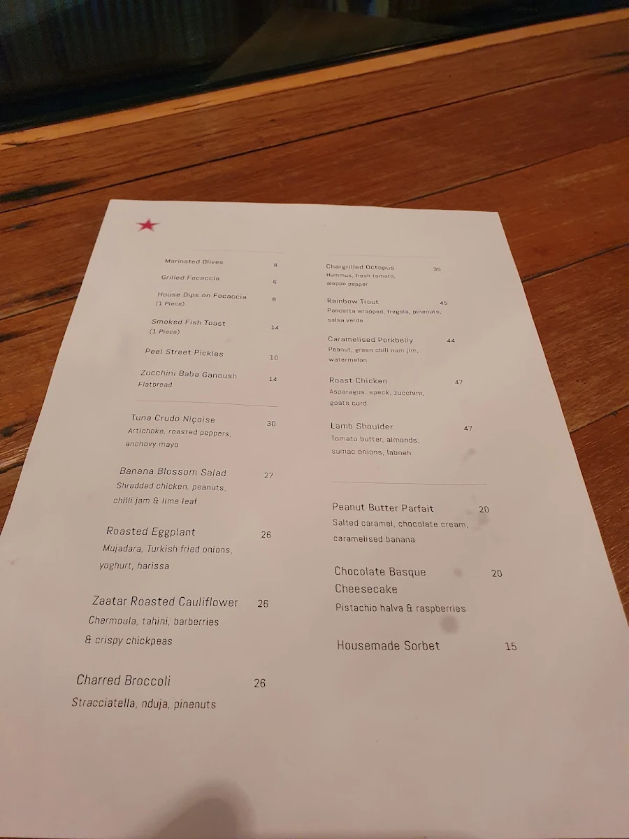Menu, Peel St
