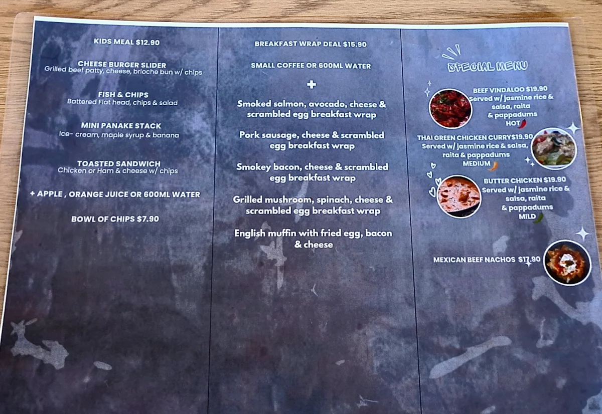 Menu, CAIRNS CAFE CUBE