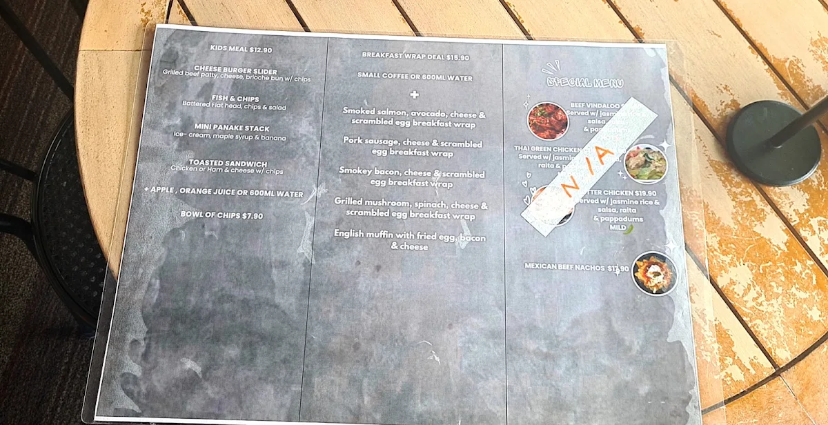 Menu, CAIRNS CAFE CUBE
