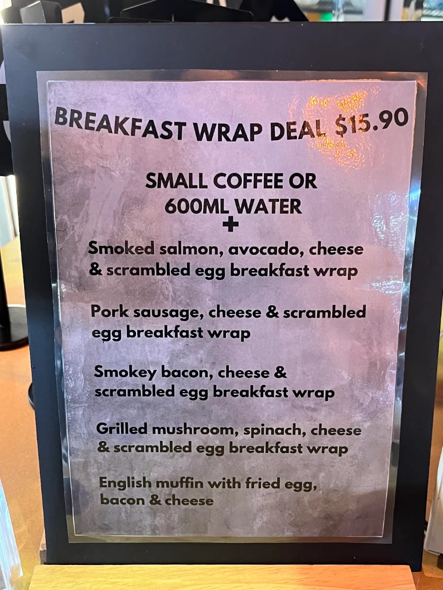 Menu, CAIRNS CAFE CUBE