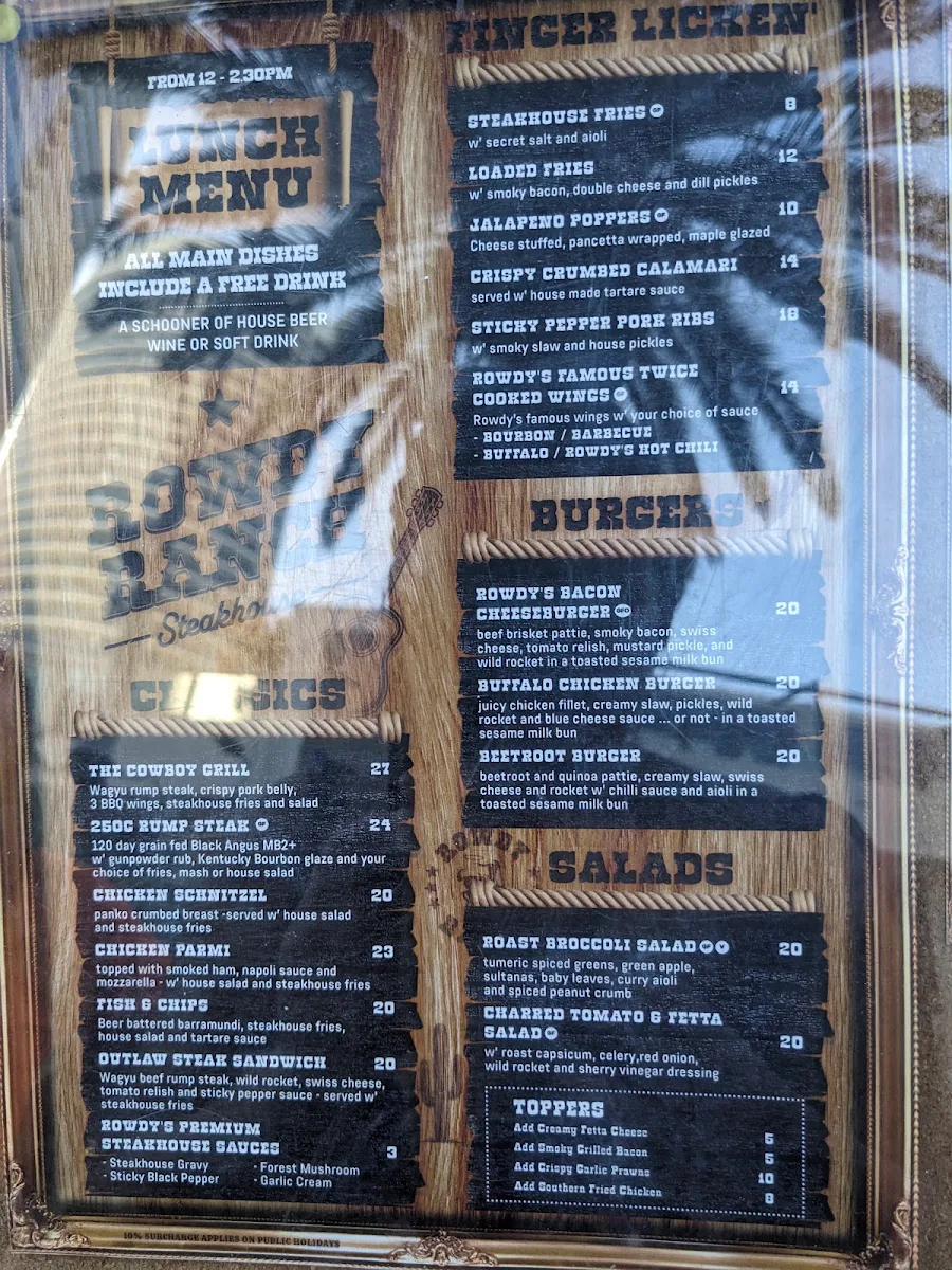 Menu, Rowdy Ranch