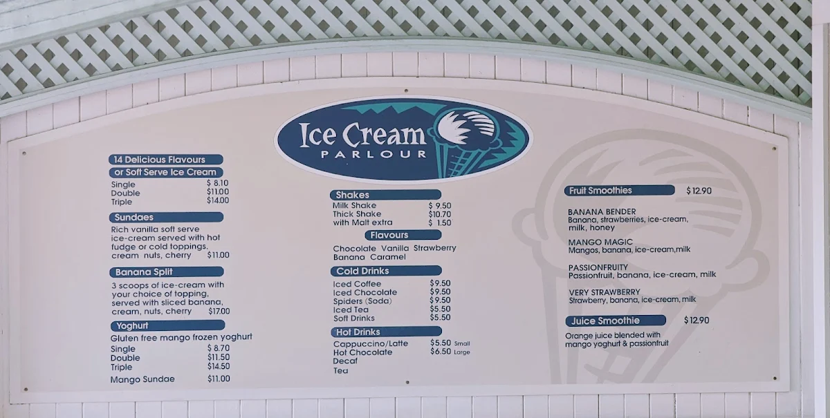 Menu, Ice Cream Parlour
