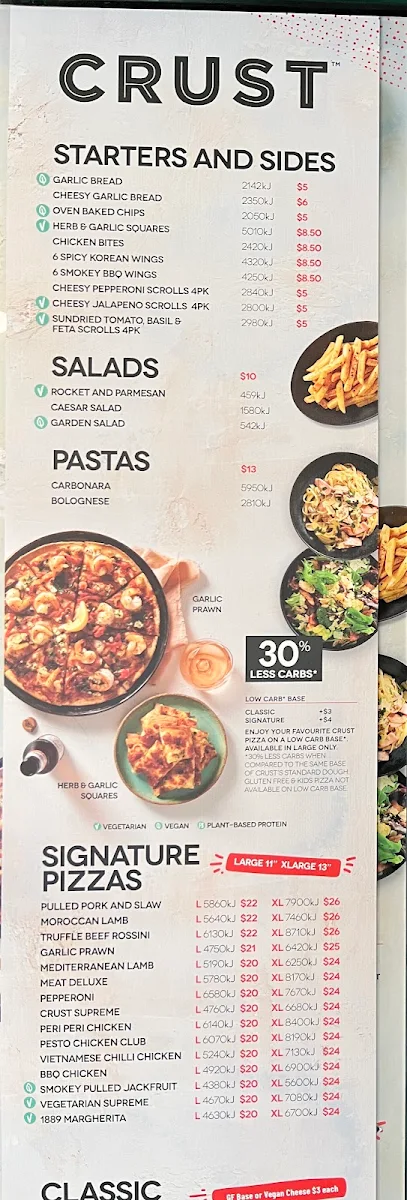 Menu, Crust Pizza Lane Cove