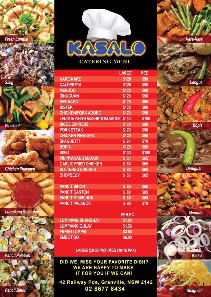 Menu, Kasalo Resto Grill Granville