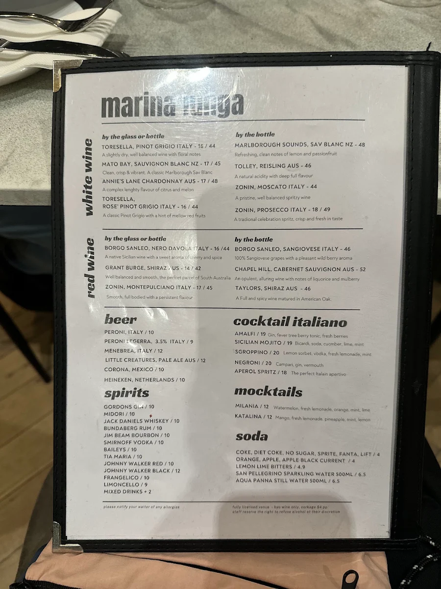 Menu, Marina Lunga