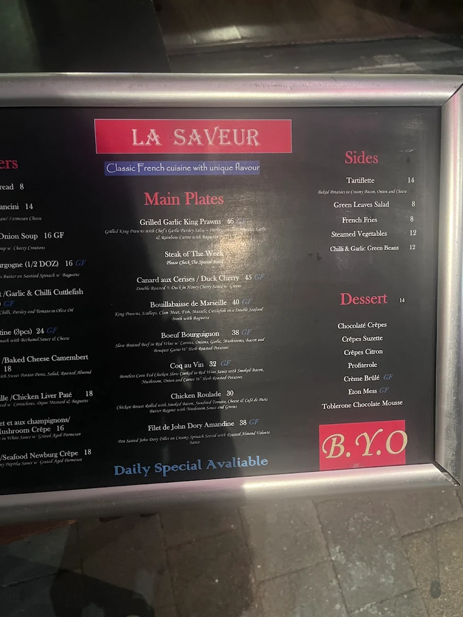 Menu, Simo’s Kitchen Balmain