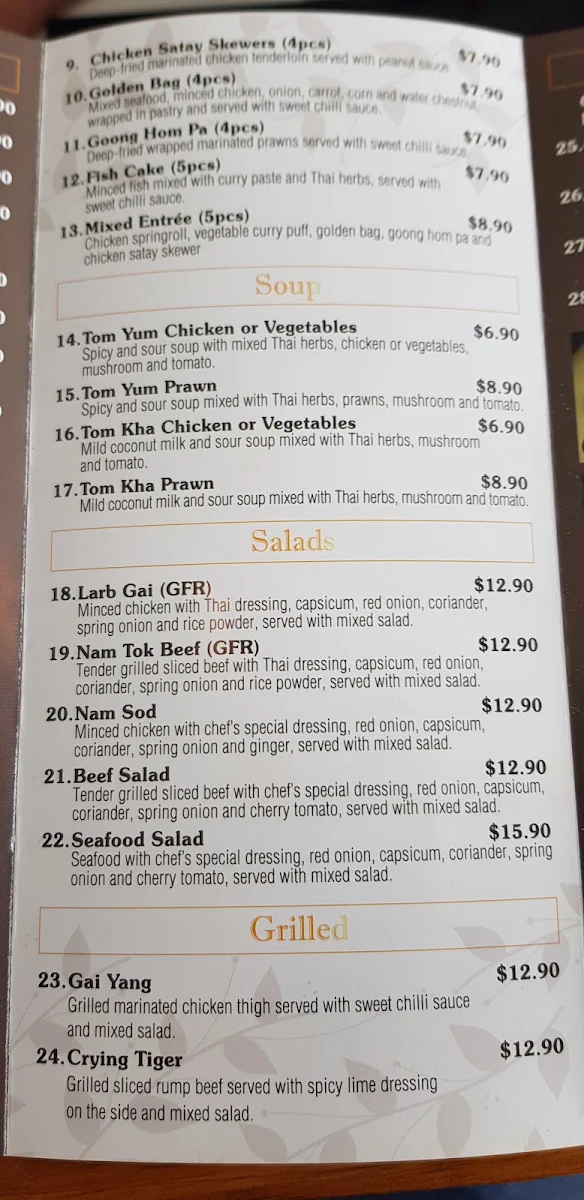 Menu, Thai@Officer