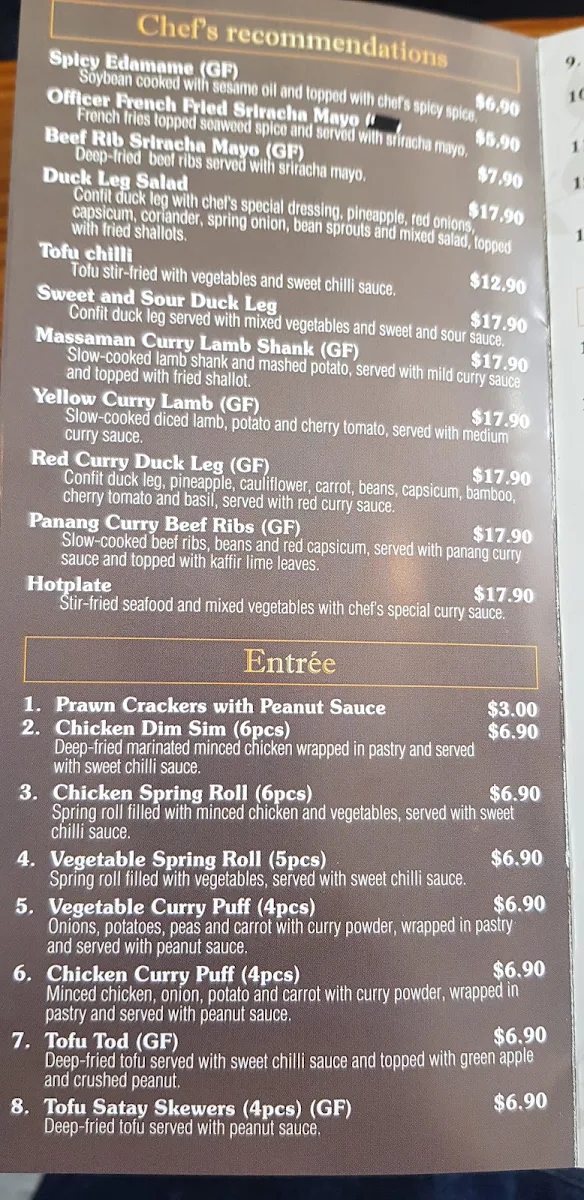 Menu, Thai@Officer