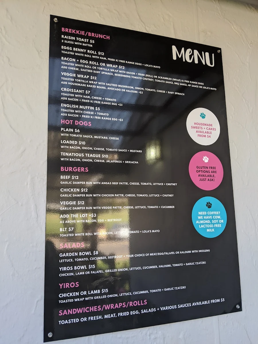 Menu, Fat Beagle Coffee Shop