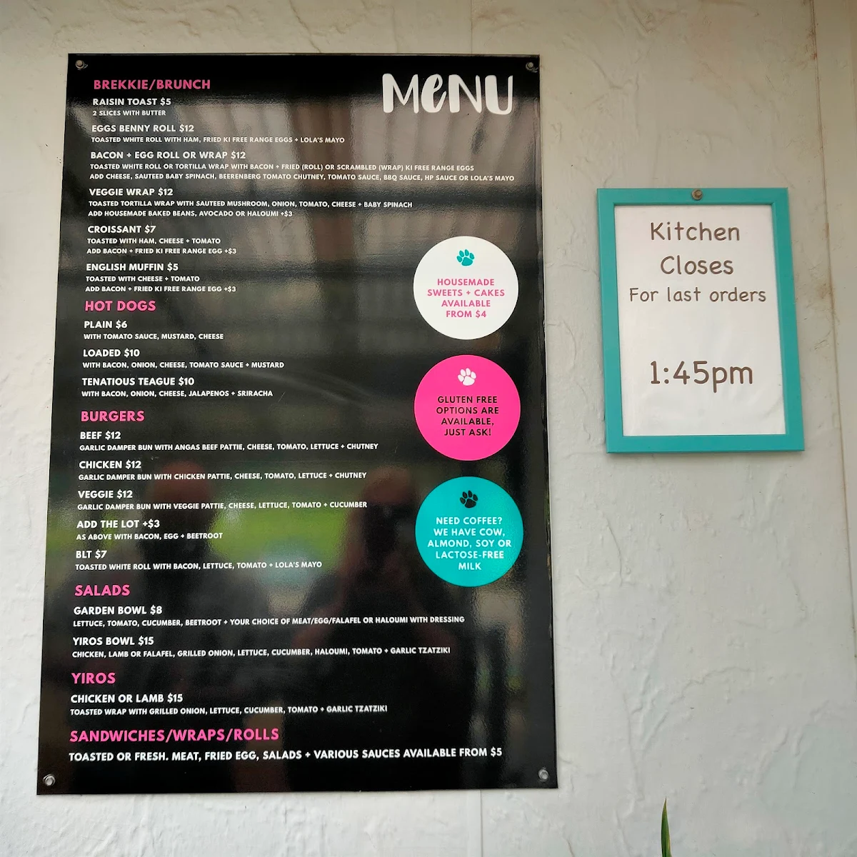 Menu, Fat Beagle Coffee Shop