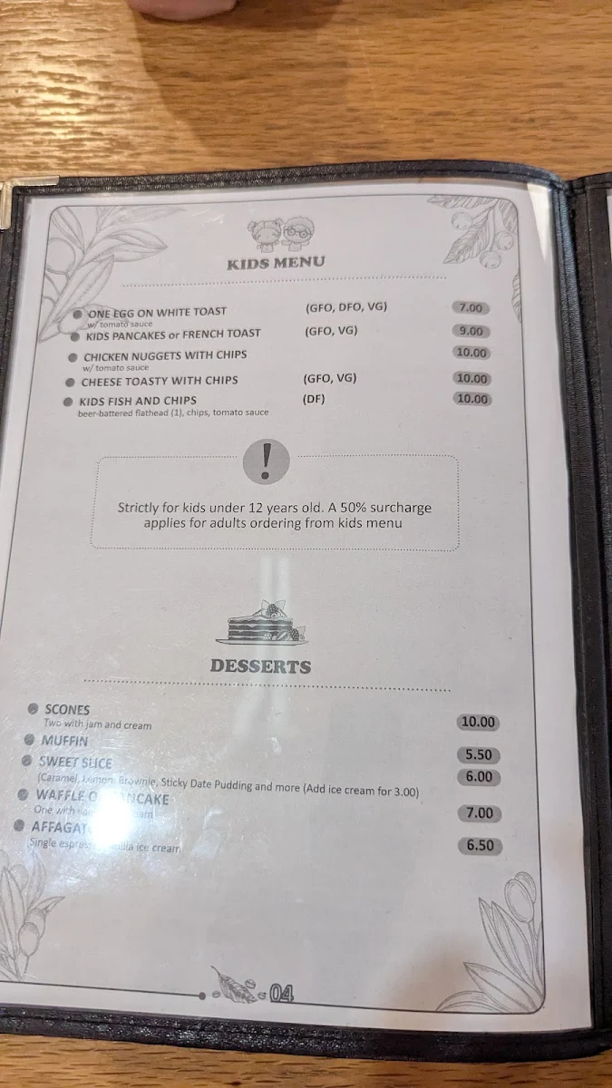 Menu, The Laughing Fox Cafe