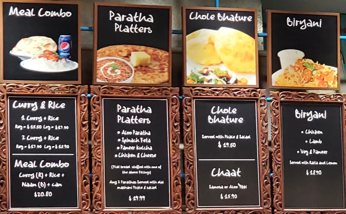 Menu, Maharaja's Indian Cuisine