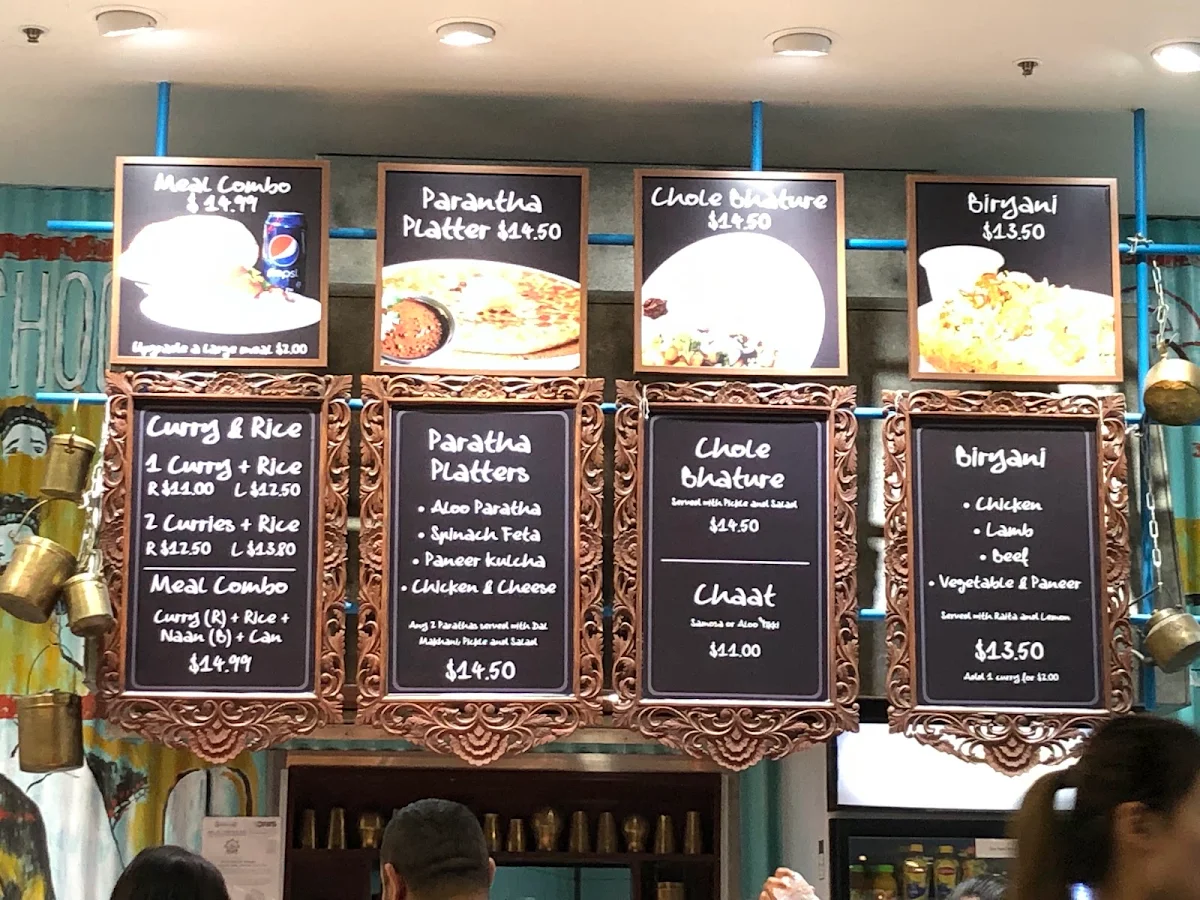 Menu, Maharaja's Indian Cuisine