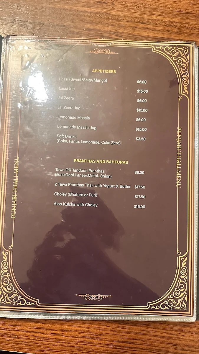 Menu, Punjabi Thali Restaurant