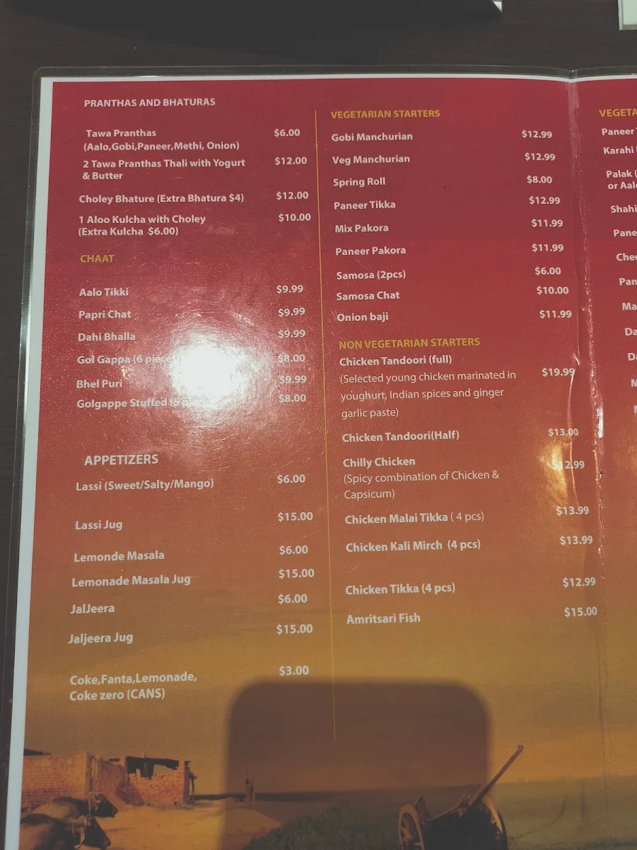 Menu, Punjabi Thali Restaurant