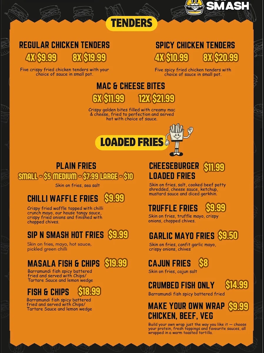 Menu, Sip N Smash