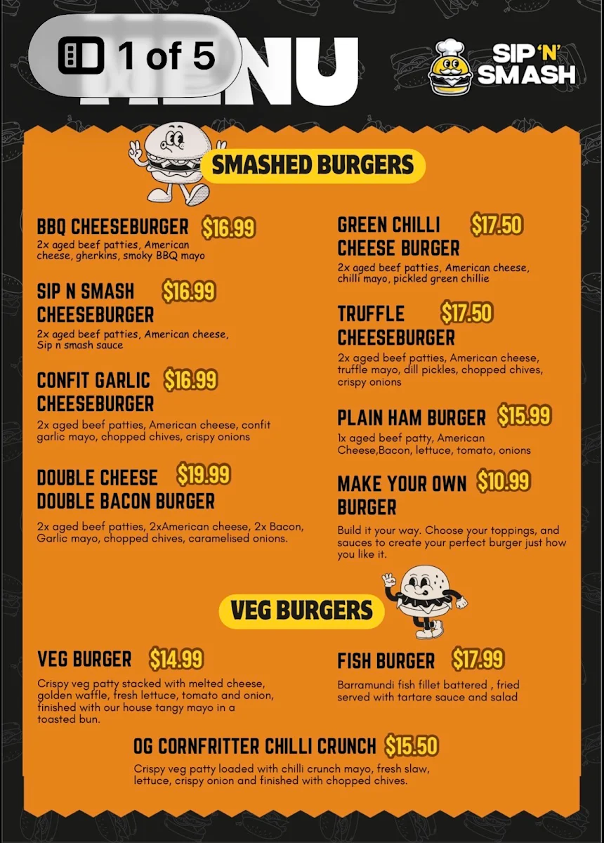 Menu, Sip N Smash
