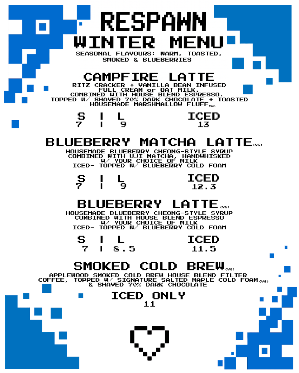 Menu, Respawn Espresso