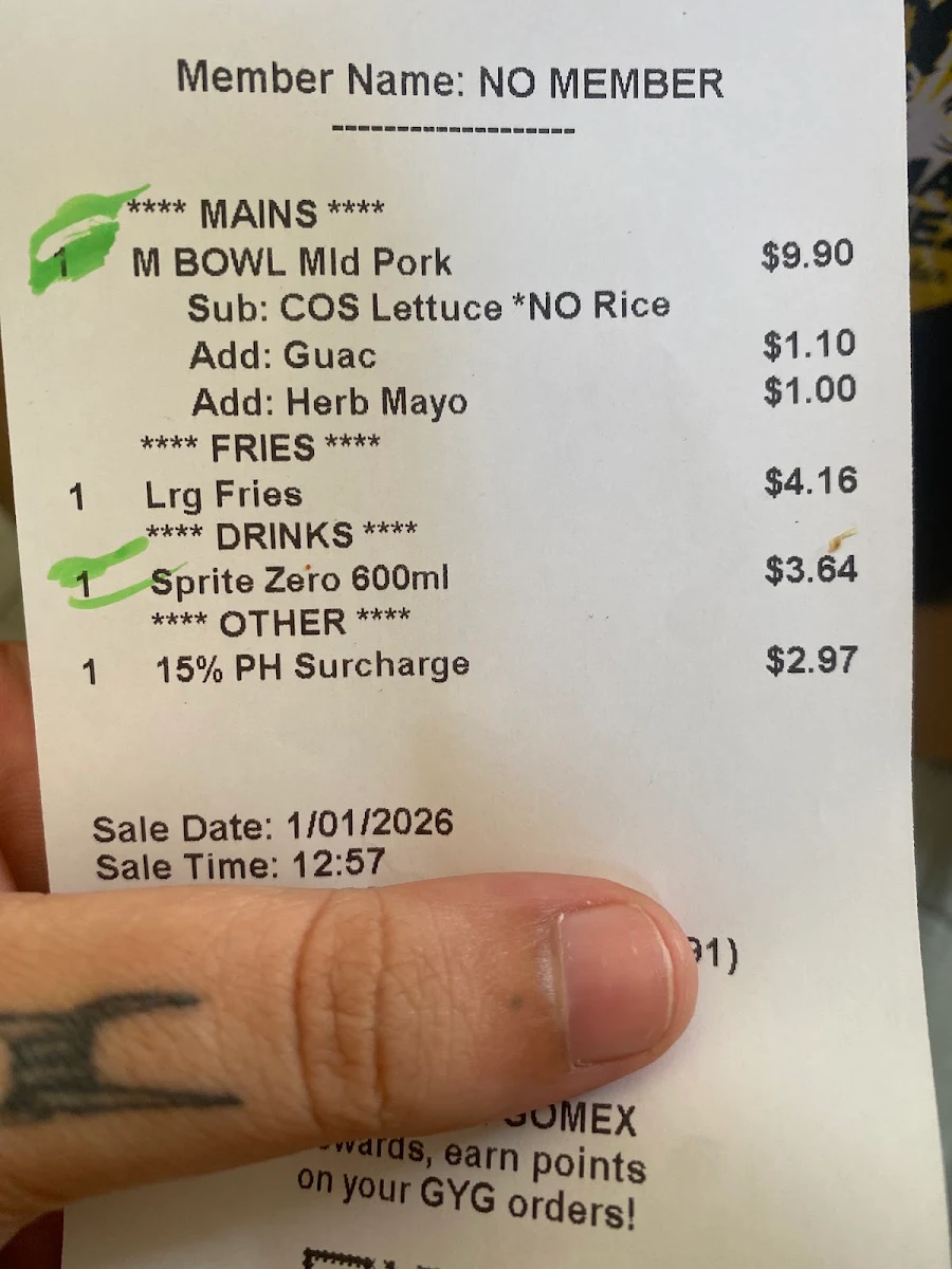 Menu, Guzman y Gomez - Palm Beach