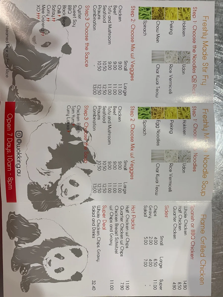 Menu, WokKing